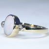 Natural Solid Coober Pedy White Opal and Diamond Gold Ring - Size 7.5 US Code - EM19