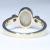 Natural Solid Coober Pedy White Opal and Diamond Gold Ring - Size 7.5 US Code - EM19