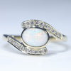Natural Solid Coober Pedy White Opal and Diamond Gold Ring Size - 7.5 US Code  EM23