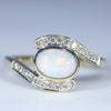 Natural Solid Coober Pedy White Opal and Diamond Gold Ring Size - 7.5 US Code  EM23