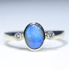 Natural Solid Australian Boulder Opal and Diamond Gold Ring - Size 6.5 US Code - EM20