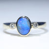 Natural Solid Australian Boulder Opal and Diamond Gold Ring - Size 6.5 US Code - EM20