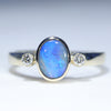 Natural Solid Australian Boulder Opal and Diamond Gold Ring - Size 6.5 US Code - EM20