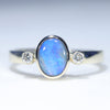 Natural Solid Australian Boulder Opal and Diamond Gold Ring - Size 6.5 US Code - EM20