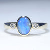 Natural Solid Australian Boulder Opal and Diamond Gold Ring - Size 6.5 US Code - EM20