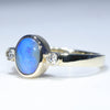 Natural Solid Australian Boulder Opal and Diamond Gold Ring - Size 6.5 US Code - EM20