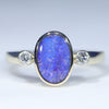 Natural Solid Australian Boulder Opal and Diamond Gold Ring - Size 7.5 US Code - EM18