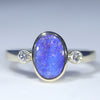 Natural Solid Australian Boulder Opal and Diamond Gold Ring - Size 7.5 US Code - EM18
