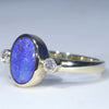 Natural Solid Australian Boulder Opal and Diamond Gold Ring - Size 7.5 US Code - EM18