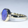 Natural Solid Australian Boulder Opal and Diamond Gold Ring - Size 7.5 US Code - EM18
