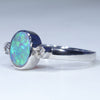 Natural Solid Australian Dark Opal and Diamond 14K White Gold Ring - Size 6.25 US Code - EM38