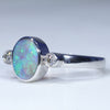 Natural Solid Australian Dark Opal and Diamond 14K White Gold Ring - Size 6.25 US Code - EM38