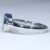 Natural Solid Australian Dark Opal and Diamond 14K White Gold Ring - Size 6.25 US Code - EM38