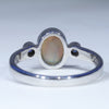 Natural Solid Australian Dark Opal and Diamond 14K White Gold Ring - Size 6.25 US Code - EM38