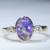 Natural Australian Dark Opal and Diamond 18K Gold Ring - Size 7.5 US Code - EM36