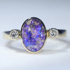 Natural Australian Dark Opal and Diamond 18K Gold Ring - Size 7.5 US Code - EM36