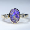 Natural Australian Dark Opal and Diamond 18K Gold Ring - Size 7.5 US Code - EM36