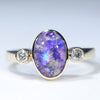 Natural Australian Dark Opal and Diamond 18K Gold Ring - Size 7.5 US Code - EM36