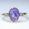 Natural Australian Dark Opal and Diamond 18K Gold Ring - Size 7.5 US Code - EM36