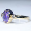 Natural Australian Dark Opal and Diamond 18K Gold Ring - Size 7.5 US Code - EM36