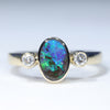 Natural Solid Australian Boulder Opal and Diamond 18K Gold Ring  Wedding Set - Size 7  US Code - EM37