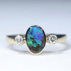 Natural Solid Australian Boulder Opal and Diamond 18K Gold Ring  Wedding Set - Size 7  US Code - EM37