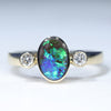 Natural Solid Australian Boulder Opal and Diamond 18K Gold Ring  Wedding Set - Size 7  US Code - EM37