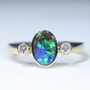 Natural Solid Australian Boulder Opal and Diamond 18K Gold Ring  Wedding Set - Size 7  US Code - EM37