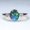 Natural Solid Australian Boulder Opal and Diamond 18K Gold Ring  Wedding Set - Size 7  US Code - EM37