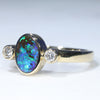 Natural Solid Australian Boulder Opal and Diamond 18K Gold Ring  Wedding Set - Size 7  US Code - EM37