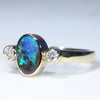 Natural Solid Australian Boulder Opal and Diamond 18K Gold Ring  Wedding Set - Size 7  US Code - EM37