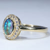 Australian Solid Boulder Opal and Diamond 18K Gold Ring - Size 7.25 US Code EM35