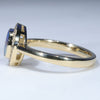 Australian Solid Boulder Opal and Diamond 18K Gold Ring - Size 7.25 US Code EM35