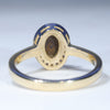 Australian Solid Boulder Opal and Diamond 18K Gold Ring - Size 7.25 US Code EM35
