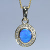 Natural Australian Boulder Opal and Diamond 18K Gold Pendant (6.5mm x 5mm) Code - ESP119