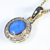 Natural Australian Boulder Opal and Diamond 18K Gold Pendant (6.5mm x 5mm) Code - ESP119
