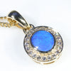 Natural Australian Boulder Opal and Diamond 18K Gold Pendant (6.5mm x 5mm) Code - ESP119
