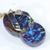 Australian Boulder Opal Matrix and Diamond Gold Pendant (22mm x 11mm) Code - ESP122