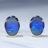 Natural Australian Solid Boulder Opal Gold Earring Studs (7.5 x 5mm) Code GE131