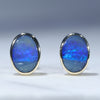 Natural Australian Solid Boulder Opal Gold Earring Studs (7.5 x 5mm) Code GE131