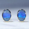 Natural Australian Solid Boulder Opal Gold Earring Studs (7.5 x 5mm) Code GE131