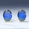 Natural Australian Solid Boulder Opal Gold Earring Studs (7.5 x 5mm) Code GE131