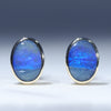 Natural Australian Solid Boulder Opal Gold Earring Studs (7.5 x 5mm) Code GE131
