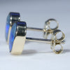 Natural Australian Solid Boulder Opal Gold Earring Studs (7.5 x 5mm) Code GE131