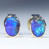 Natural Australian Solid Boulder Opal 18K Gold Earring Studs (6 x 4mm) Code GE122