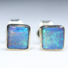 Natural Australian Solid Boulder Opal Gold Earring Studs (4.5 x 4.5mm) Code GE140