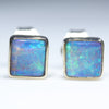 Natural Australian Solid Boulder Opal Gold Earring Studs (4.5 x 4.5mm) Code GE140