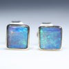 Natural Australian Solid Boulder Opal Gold Earring Studs (4.5 x 4.5mm) Code GE140
