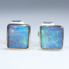 Natural Australian Solid Boulder Opal Gold Earring Studs (4.5 x 4.5mm) Code GE140