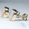 Natural Australian Solid Boulder Opal Gold Earring Studs (6 x 4mm) Code GE139